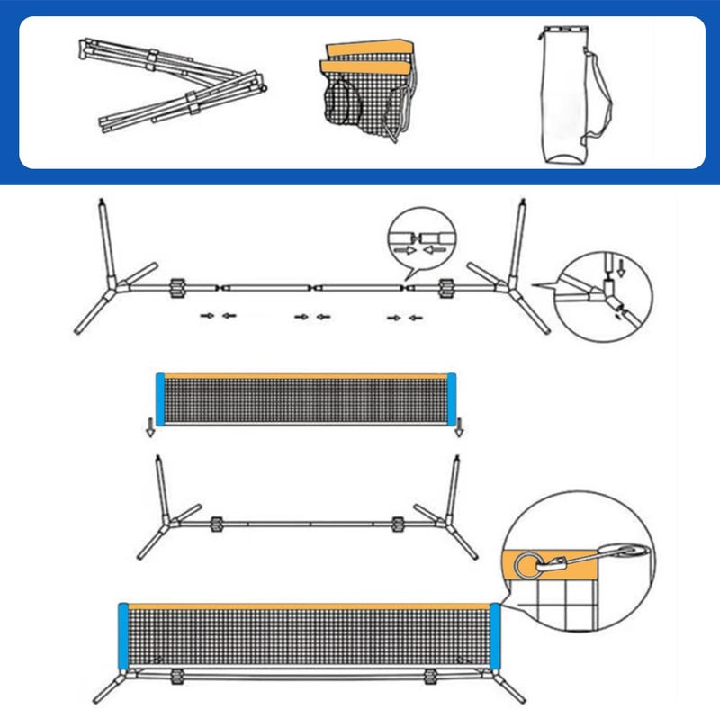 Eastgoing 10 ft Mini Portable Soccer Tennis Net | Pickleball Net System with Carrying Bag for Driveway Backyard. Easy Assemble Beach Tennis Net | Tennis Practice for Indoor and Outdoor - Image 4